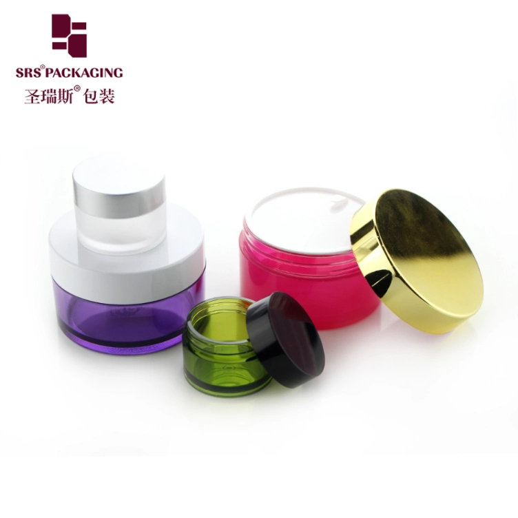 SRS Cosmetic Packaging Eco Friendly 3g 5g 10g 15g 30g 50g 80g 100g 150g Gold Clear AS PETG PET Food Grade Skincare Facemask Cream Nail Hair Plastic Jar