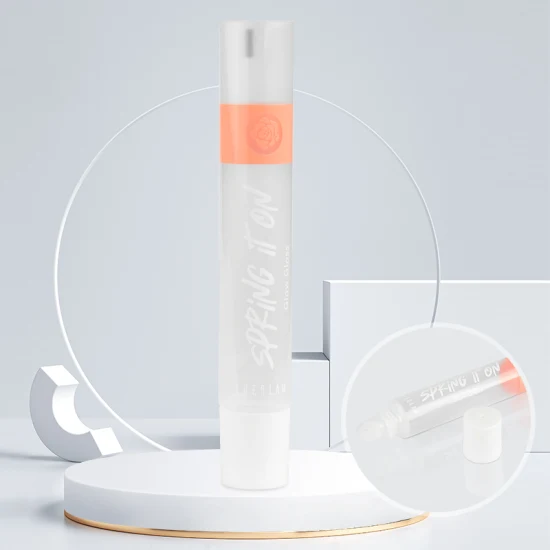 Bálsamo labial vazio personalizado, 5ml, 10ml, 15ml, 20ml, embalagem cosmética de plástico, tubo de brilho labial de aperto macio