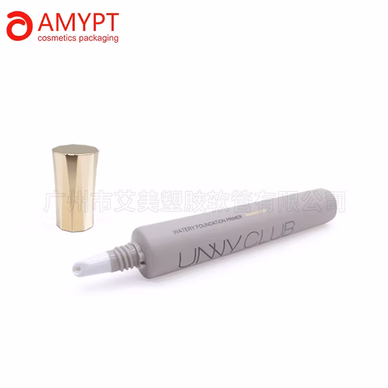 Tubo longo personalizado do aperto do creme para os olhos do bocal com tampão dourado grande